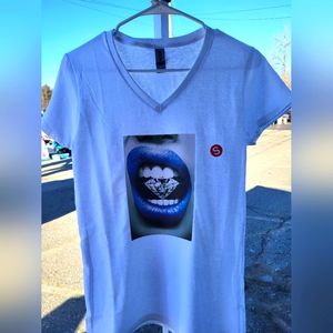 V Neck sexy diamond lips